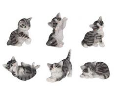 GSC 18147 Katzenfigur, 5 cm, Grau, 6 Stück