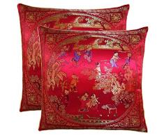 Yootop Paar Hof Szene Bestickt Kissenbezüge seidig Dekorative Chinesische Oriental Kissenbezug für Sofa Überwurf Kissen Fall