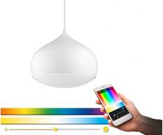 EGLO connect LED Pendelleuchte Comba-C, 1 flammige Hängelampe, Hängeleuchte aus Stahl und Kunststoff in weiß , Farbtemperaturwechsel (warm, neutral, kalt), RGB, dimmbar