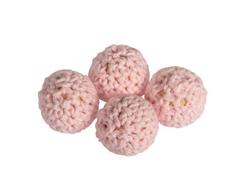 Rayher 14866258, Häkelperlen, rosé, 16 mm ø, Beutel 4 Stück, für versch. Baby-Accessoires wie Schnullerketten, Kinderwagenketten, Greifringe, etc.