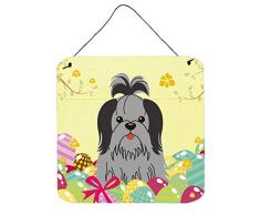 Carolines Treasures Ostereier Shih Tzu Schwarz Silber Metalldruck 6x6 Mehrfarbig