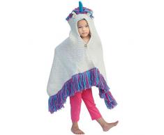 SKOLOO Kapuzendecke für Kinder & Erwachsene, Einhorn tragbare Decken, Strickdecke Kapuzenpullover Plüsch Warme Decke, Flauschige Decken, Überwurfdecken Small Blaue Quasten