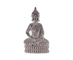 Urban Trends Zement Meditierender Buddha Figur mit spitzem Ushnisha in Dhyana Mudra-auf doppelter Boden Lotus Washed Finish, grau