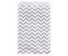 888 Display USA Chevron Papier Shopping Sales Tragetaschen Favor Tüten Geschenktüten Geburtstag Hochzeit Ostern Reveal Party Baby Dusche (100 Zählen) 6 x 9 Silver-Tone
