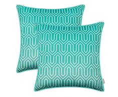 Brawarm Kissenbezüge für Couch Bett Sofa Sofa Vintage Chevron geometrische Figur mit Paspeln beidseitig für Heimdekoration Modern 20 X 20 Inches - 2 Pcs türkis