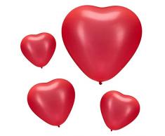 Relaxdays, red Herzluftballons rot 4er Set, Luftballons für Hochzeit, Verlobung & Valentinstag, XXL Herzballons, Ø 46 cm, Pack