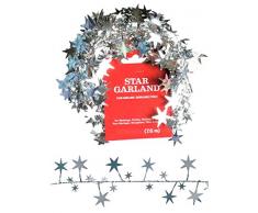Weihnachtsgirlande mit silberfarbenen Sternen, Folie, ca. 5,7 m (insgesamt 15 Fuß) – für Weihnachtsdekorationen, Wohndekor, Hochzeiten, Partys, Weihnachtsbäume, Fotorahmen, mehr - Auf die gewünschte Größe zuschneiden.
