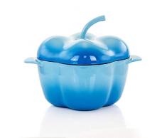 Megachef Pepper Shaped Enamel Cast Iron Auflaufform mit Deckel, gusseisen, blau