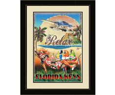 Northwest Art Mall jm-6696 lfgdm RXH Florida Schlüssel Relax Hängematte gerahmt Art Wand von Künstler Jim MAZZOTTA, 50,8 x 66 cm