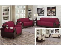 Quick Fit Jameson Sofabezug, wendbar, wasserdicht, Mikrofaser, elastischer Schnalle, Granatgrün, Granat Natur, Loveseat Cover