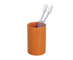 Wenko Zahnputzbecher Polaris Zahnbürstenhalter, für Zahnbürste und Zahnpasta, Keramik, Ø 7 x 11 cm, orange