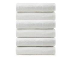 robesale natürlichen Baumwolle Frottee Handtücher, Strand, Bad, Hand, Golf, Fitnessstudio und Waschlappen Hand Towels - Qty 6 Weiß