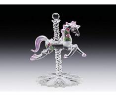 DAR Giftware Dekofigur Karussell Pferd mit rosa Blumen, 12,7 cm hoch