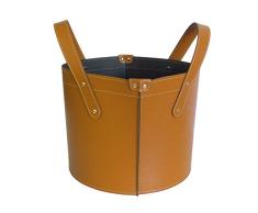 GARDA: Kaminholzkorb aus Leder, farbe Braun, Holzkorb, Feuerholzkorb, Brennholzkorb, Exlusivdesign aus Italien, Hergestellt in Italy von Firestyle