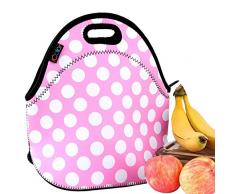 iColor Pink Polka Dots Insulated Lunch Tote Bag Cooler Box Neoprene lunchbox baby bag Handbag Case YLB-001 by ICOLOR