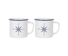 Now Designs L100023aa Mug Heritage Compass Porzellanbecher, weiß
