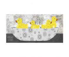 Buyartforless Kunstdruck auf Leinwand, Motiv Enten in der Badewanne, von Beth Albert 61 x 30,5 cm, Grau