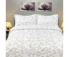 Dada Bettwäsche Kollektion Elegante Freesie Vineyard Quilt, Patchwork Tagesdecke Set, Blumen 3-teilig, weiß, King