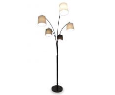 Kiom Bogenleuchte Nivia 5-armig schwarz mit Stoffschirmen 225cm 10851