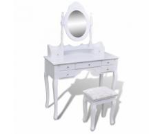 vidaXL Schminktisch + Spiegel 7 Schubladen Kosmetiktisch