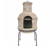 RedFire Gartenkamin Star Flower mit Grillrost Ton Strohfarben 86033