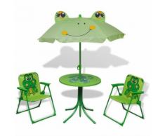 vidaXL Garten-Sitzgruppe für Kinder mit Sonnenschirm Grün