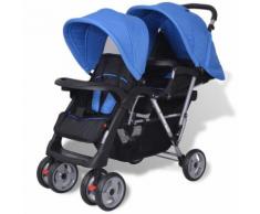 vidaXL Geschwisterwagen Stahl blau und schwarz