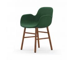 Normann Form Walnut Lehnstuhl Textil-gepolstert remix - green - 982 - H 80 x B 56 x T 52 cm