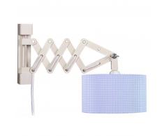waldi Leuchten Vichy-Karo Wandleuchte Schere - A++ - blau - L: 23,5 - 51 cm, , H: 21 cm, Ø: 25 cm