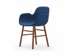 Normann Form Walnut Lehnstuhl Textil-gepolstert steelcut trio - blue 753 - H 80 x B 56 x T 52 cm