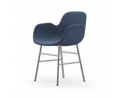 Normann Form Chrome Lehnstuhl Textil-gepolstert breeze fusion - blue 4602 - H 80 x B 56 x T 52 cm