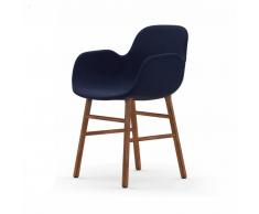 Normann Form Walnut Lehnstuhl Textil-gepolstert remix - blue 773 - H 80 x B 56 x T 52 cm