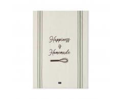 Lexington Happiness Embroided Organic Cotton Geschirrtuch - white/green - 50x70 cm