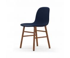 Normann Form Walnut Stuhl Textil-gepolstert fame - blue 66071 - H 80 x B 48 x T 52 cm