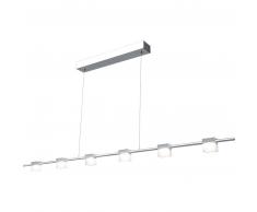 Sompex Mary LED Pendelleuchte 6-flammig eckig - Metall verchromt - Höhe 150 cm - Länge 100 cm