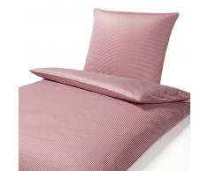 elegante Hamburger Streifen Bettwäsche-Set aus Satin - bordeaux - 155x200 / 80x80 cm