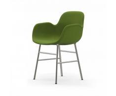 Normann Form Chrome Lehnstuhl Textil-gepolstert fame - green - 68035 - H 80 x B 56 x T 52 cm