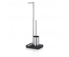 blomus MENOTO Toilettenbutler, 1 Rolle + 1 WC-Bürste - Edelstahl, matt - Höhe 65 cm