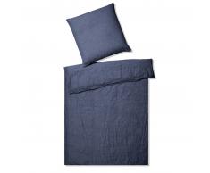 Elegante Breeze Kopfkissenbezug aus Halbleinen - marine - 40x80 cm