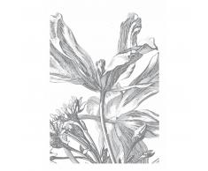 KEK Amsterdam Engraved Flowers III Fototapete - grau - 194,8 x 280 cm (= 4 Bahnen)