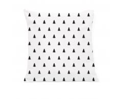 Eulenschnitt Tanne Kissenhülle - weiß/schwarz - 40x40 cm