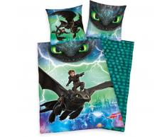Dragons Bettwäsche-Set - blau - 135x200 / 80x80 cm