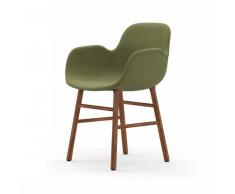 Normann Form Walnut Lehnstuhl Textil-gepolstert breeze fusion - green - 4803 - H 80 x B 56 x T 52 cm