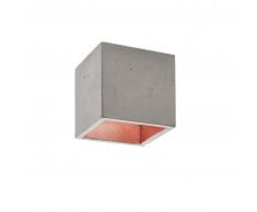 GANTlights B7 Cubic Ceiling Deckenspot - hellgrauer Beton / Innenbeschichtung Kupfer / warmweiß - 10x10x10 cm