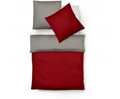 fleuresse Lech W Wendebettwäsche-Set aus Flanell - rot-granit - 155x220 / 80x80 cm