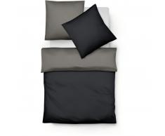 fleuresse Lech W Wendebettwäsche-Set aus Flanell - anthrazit-granit - 155x220 / 80x80 cm