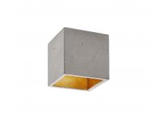 GANTlights B7 Cubic Ceiling Deckenspot - hellgrauer Beton / Innenbeschichtung Gold / warmweiß - 10x10x10 cm
