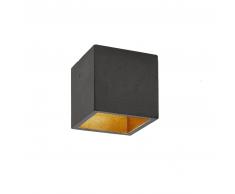 GANTlights B7 Cubic Ceiling Deckenspot - dunkelgrauer Beton / Innenbeschichtung Gold / warmweiß - 10x10x10 cm