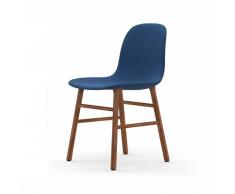 Normann Form Walnut Stuhl Textil-gepolstert steelcut trio - blue 753 - H 80 x B 48 x T 52 cm