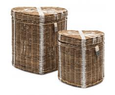 Rivièra Maison Rustic Rattan Heart Körbe im 2er-Set - nature - 2er-Set - 23/30x25/32 cm